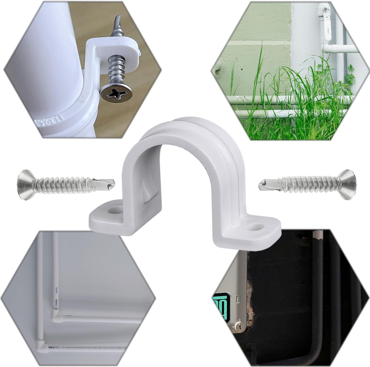 30 Set PVC Pipe Strap Clamps,SCH 1/2 in (20mm - 3/4 in) | Two Hole Plastic Pipe Clips Non-Metallic Conduit Pipe