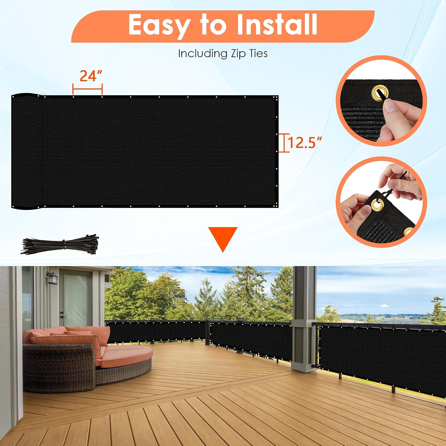 iCover 6x50ft Privacy Screen Fence, Outdoor Fencing Panels, Garden Windscreen Mesh Shade Sail Net Barrier, Include