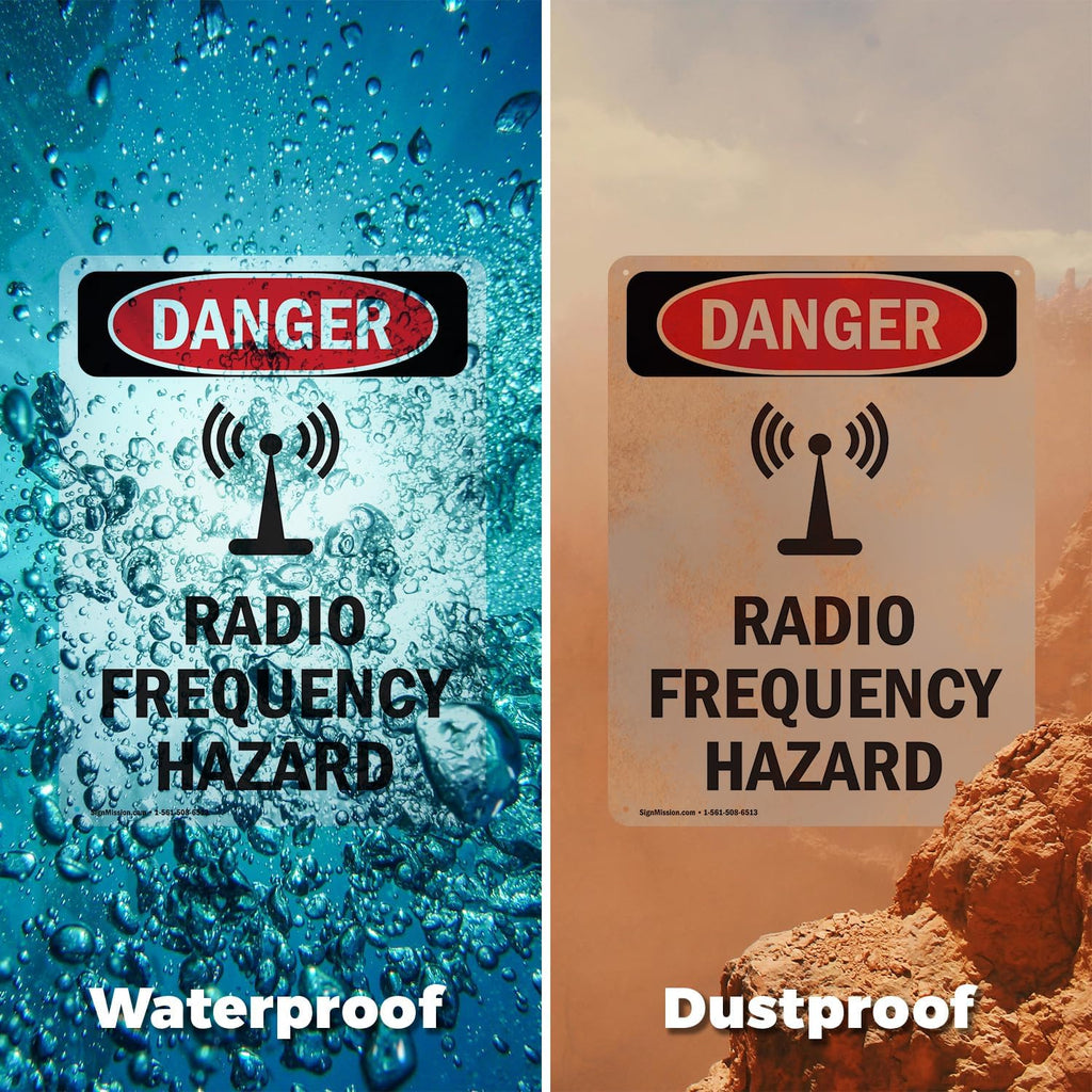 (2 Pack) Radio Frequency Hazard OSHA Danger Sign 5 Inch X 3.5 Inch Vinyl Label Decal Sticker Weather Resistant, UV