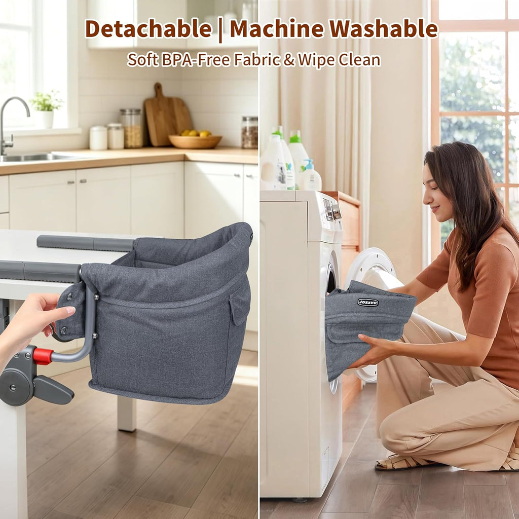 Premium Hook On High Chair, One-Pull Quick Install No Twisting, Heavy Duty Steel Frame, Safe Materials Clip on Table