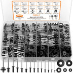 1000PCS Black Pop Rivets Assortment Kit with Washers