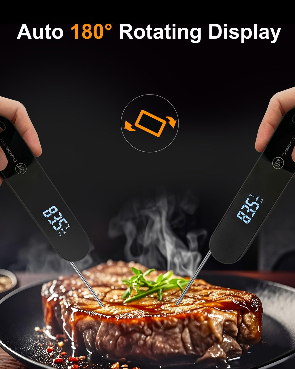 0.5 Sec Instant Read Digital Meat Thermometer, Black