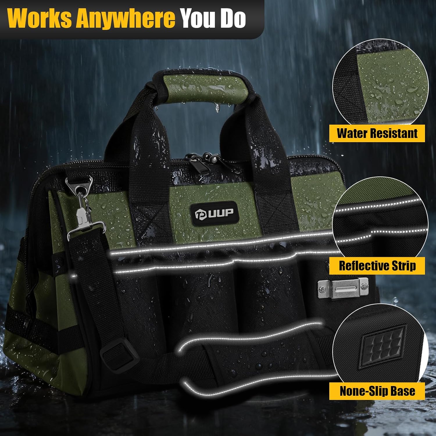 Heavy Duty Tool Bag 15-Inch, 16-Pocket Portable Empty Tool Box Organizer, Big Storage Toolbox Organization, Soft