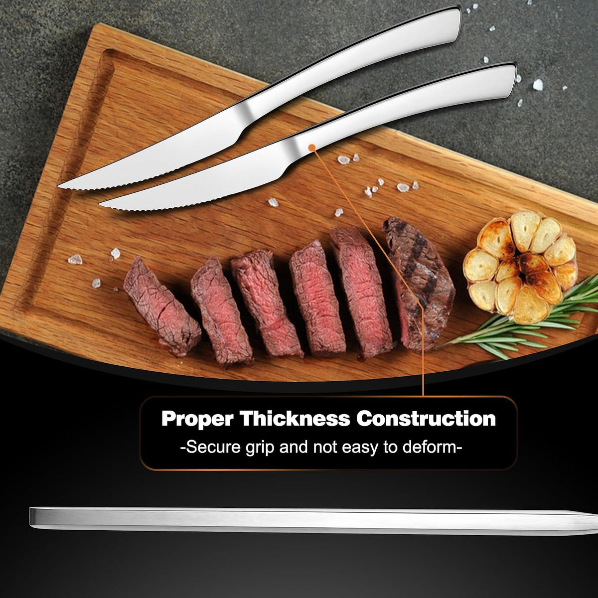 Steak Knives Set of 12, Stainless Steel Serrated Dinner Knife