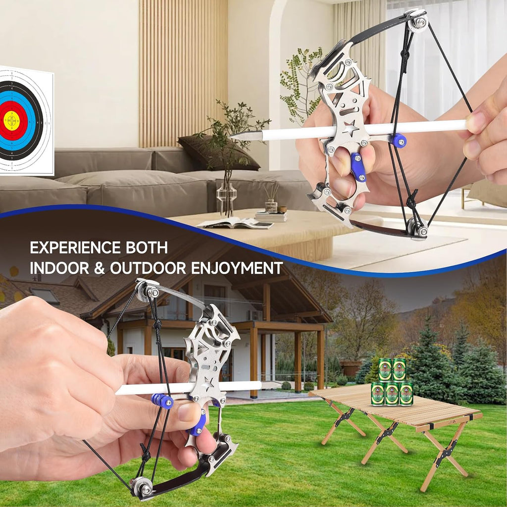 Mini Compound Bow and Arrow Set for Age 14+, Cool Gadget for Man & Women, Archery Hunting Bow for Target Shooting