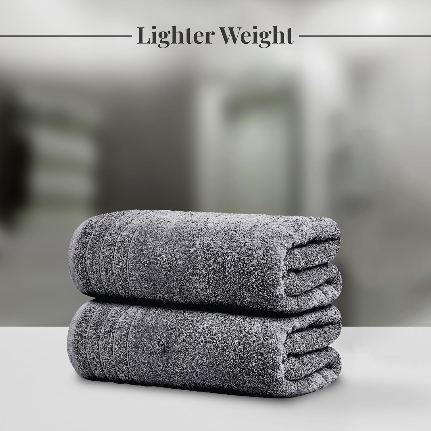 8 Piece Towel Set, 2 XL Bath, 2 Hand, 4 Washcloth, Dark Grey | 100% Cotton, Lighter Weight, Quicker to Dry, Super