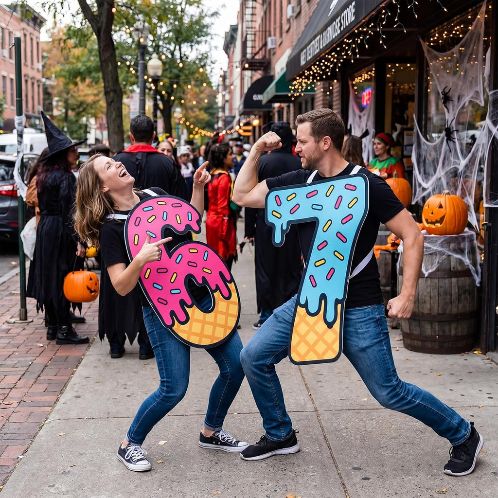 67 Couple Costume, Halloween Fun Outfit | 67 Ice Cream Numbers Costume, Birthday Party Game, Matching Duo Costume