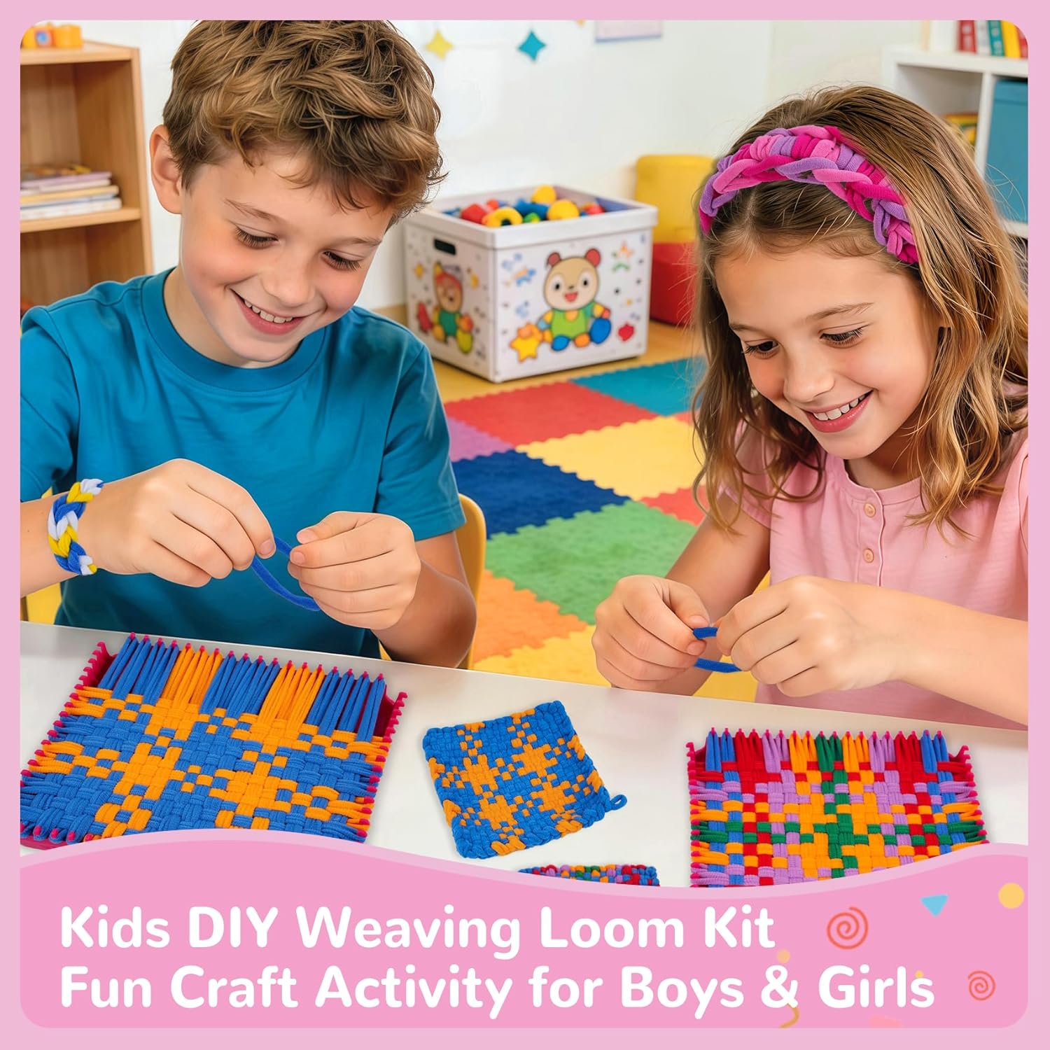 Weaving Loom Kit Toys for Kids and Adults, Potholder Loops Crafts for Girls Ages 6 7 8 9 10 11 12, 7" Pot Holder Loom