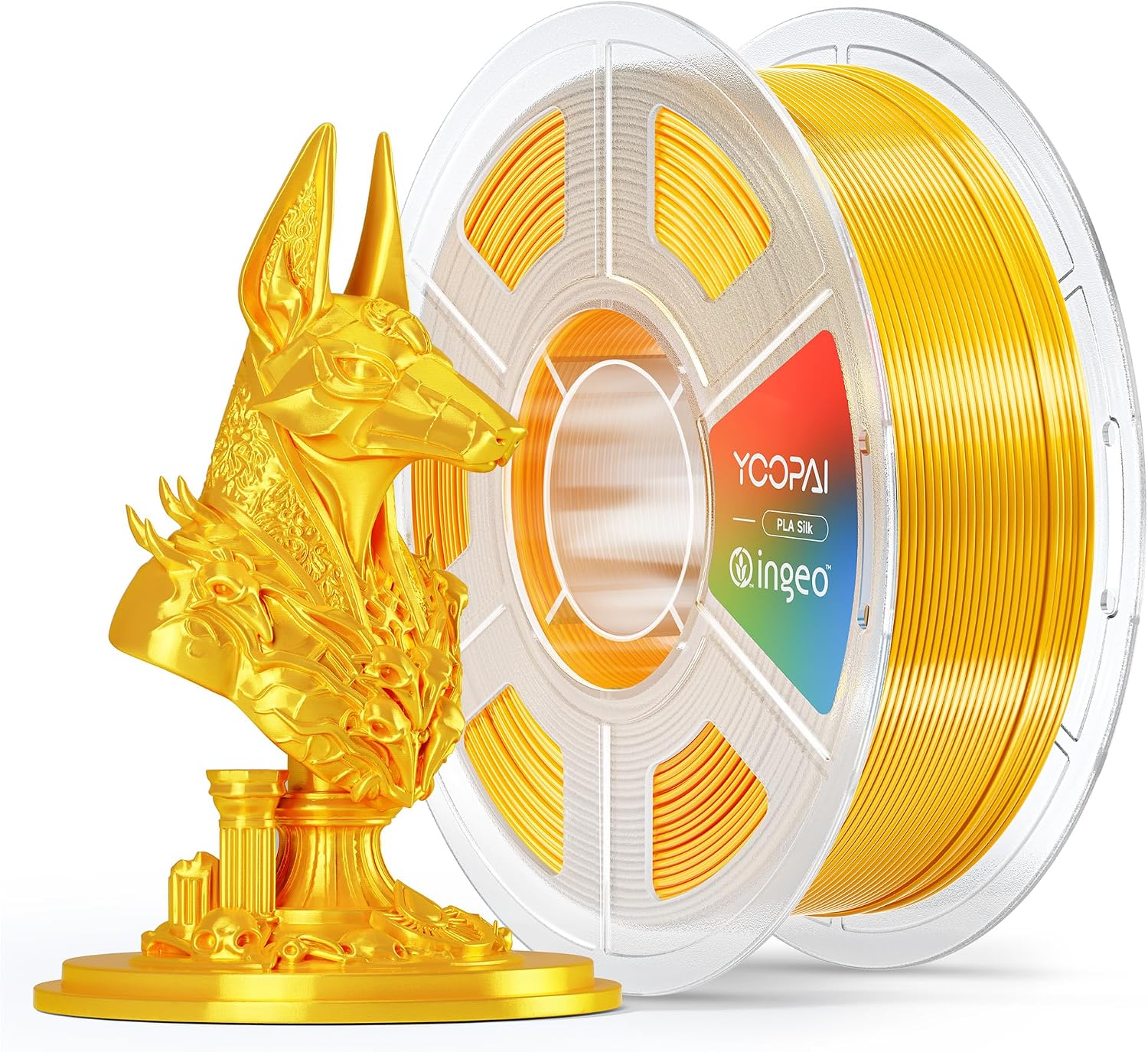 Gold Silk PLA Filament 1.75mm, Luxury Chrome-Like Mirror Shine, Premium Silk Smooth Finish, Reliable Consistent