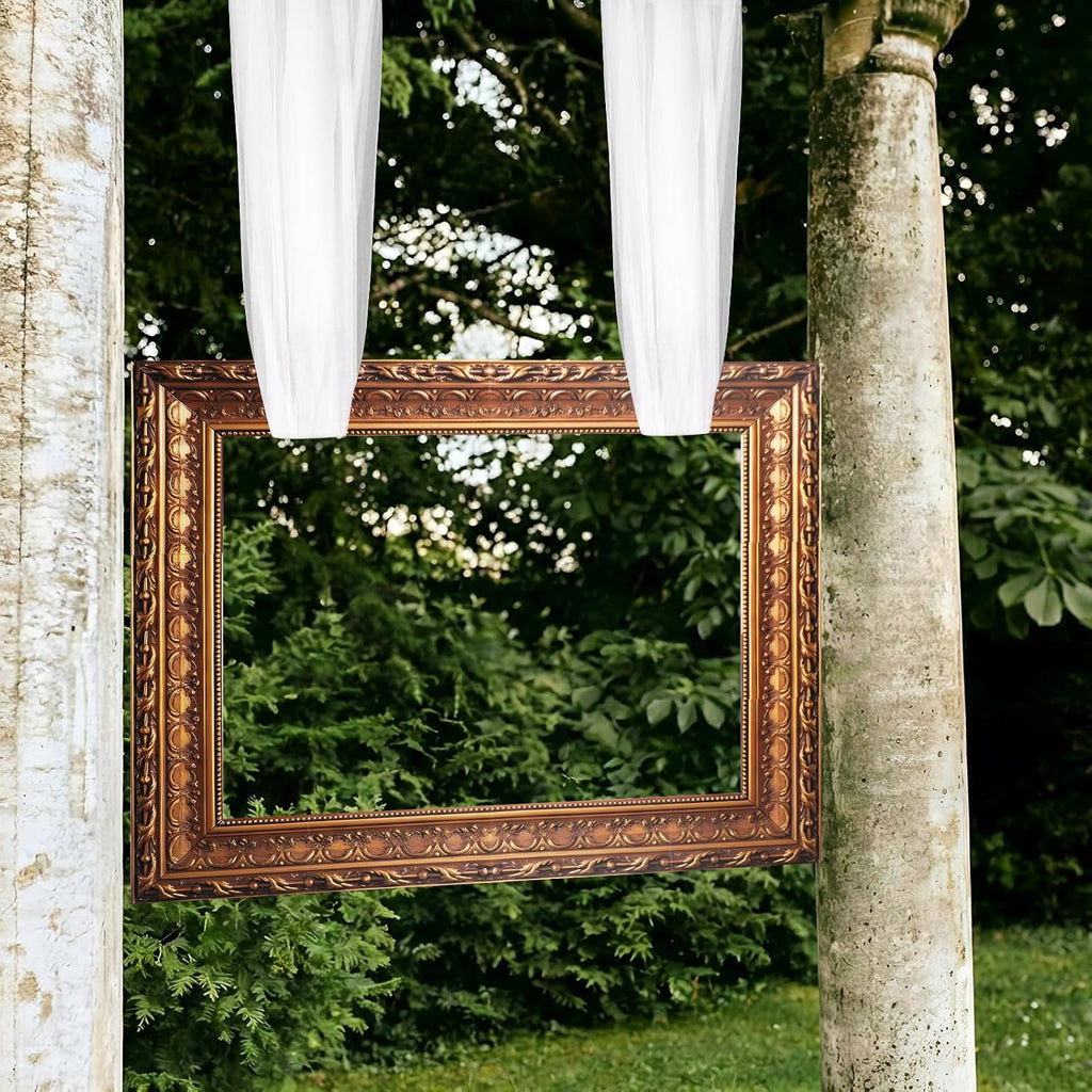 Wedding Large Photo Booth Props 35 x 47 Inch Gold Vintage Frame Photo Booth Selfie Frame with 13 ft Ribbon for