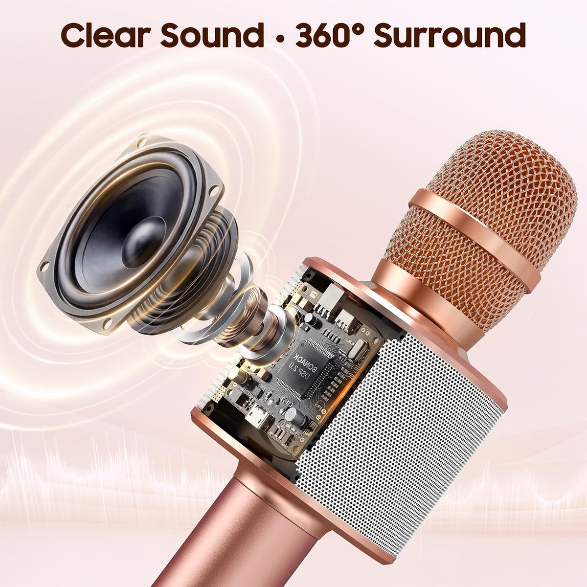 Wireless Bluetooth Karaoke Microphone,3-in-1 Portable Handheld Karaoke Mic Speaker Machine Home Party Birthday for
