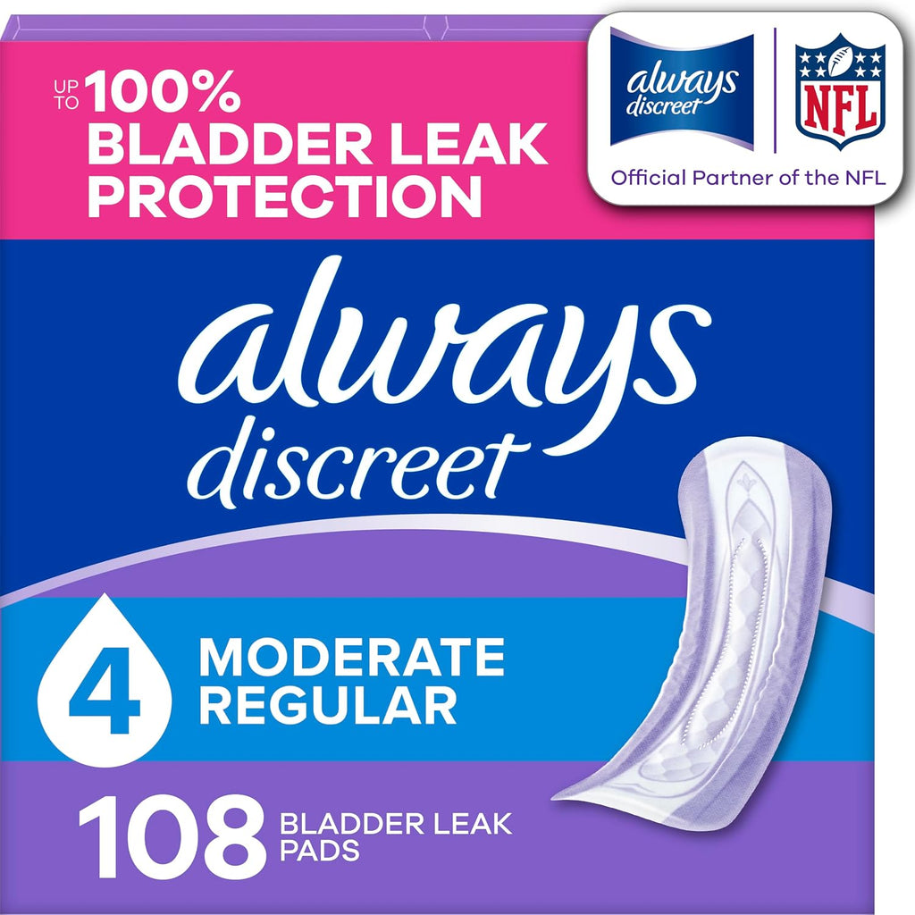 Adult Incontinence Pads for Women, Drier, 4 Drop Regular Length, Moderate Absorbency, Pads for Bladder Control
