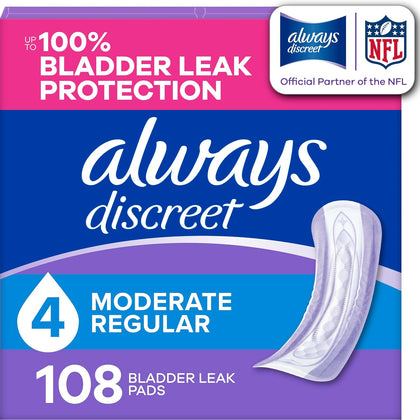 Adult Incontinence Pads for Women, Drier, 4 Drop Regular Length, Moderate Absorbency, Pads for Bladder Control