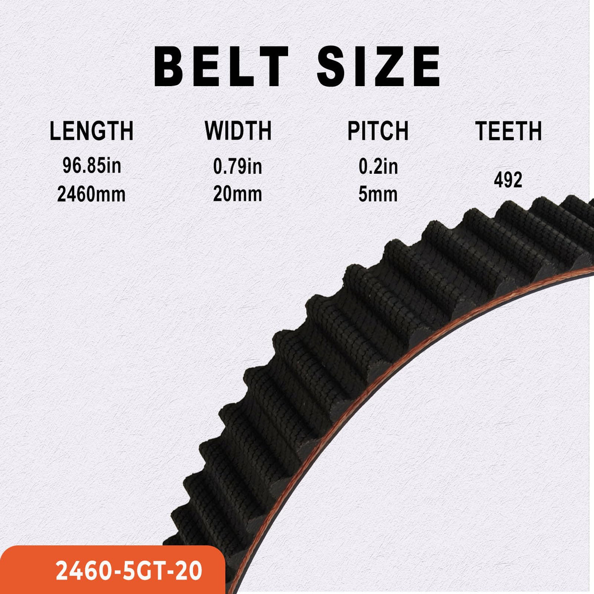 PODYORK 2460-5GT 20mm Width Timing Belt，Closed Loop Belt