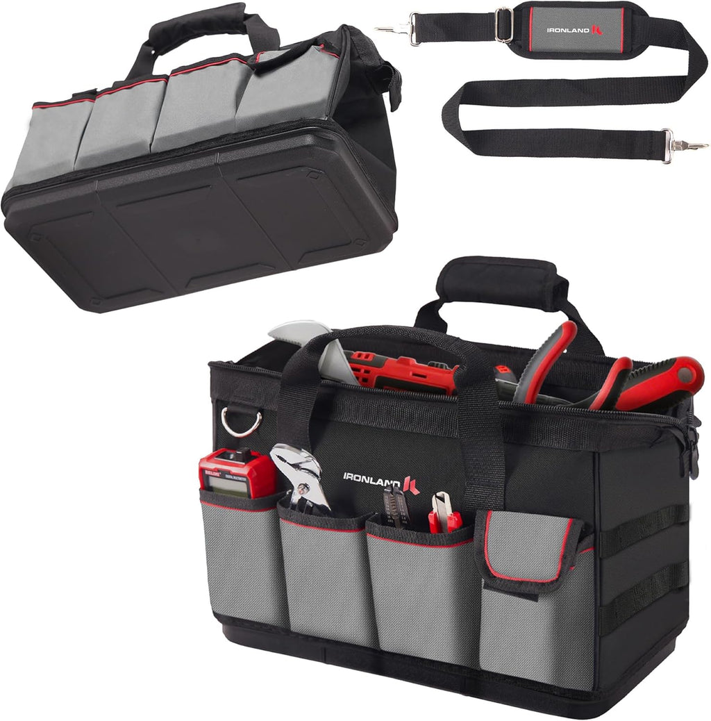 16.5 Inch Hard & Sturdy Bottom Tool Bag Organizer for Men, Waterproof Heavy Duty Tool Bag with Handle & Large Zipper