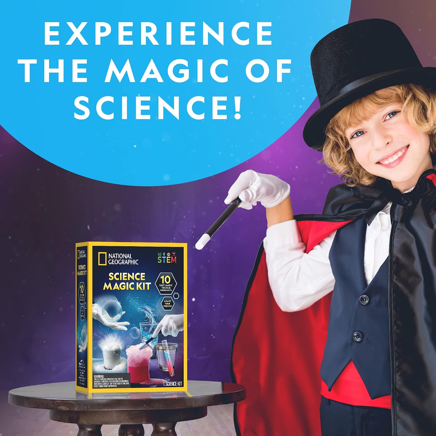 National Geographic Magic Chemistry Set with 10 Tricks for Kids Ages 8-12 | Science Experiments, STEM Projects