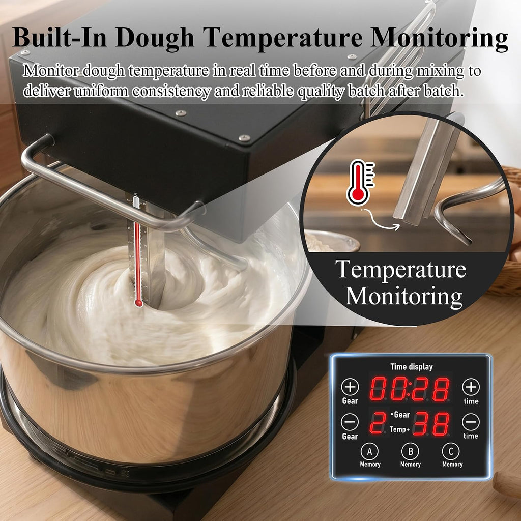 10.7 Qt Commercial Spiral Dough Mixer, Heavy Duty Dough Kneader
