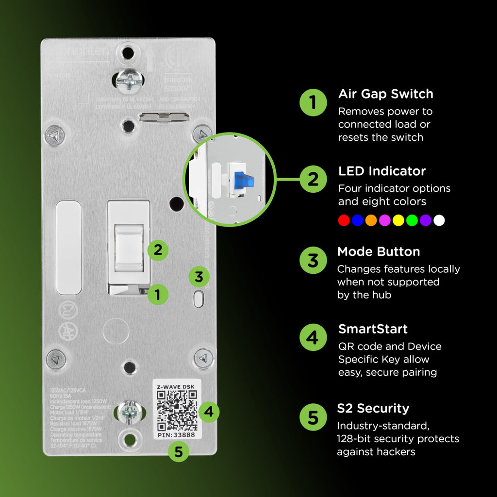Enbrighten Z-Wave Long Range On/Off Switch, 800 Series, Toggle