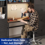 Garage Storage Cabinet System with Workbench & Pegboard, White