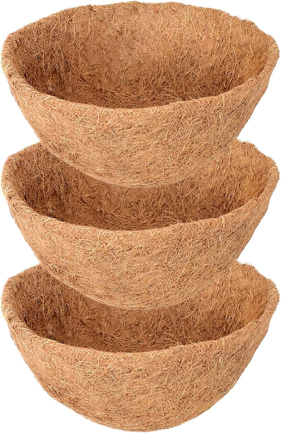 3 Pack 14 Inch Hanging Basket Coco Liners Replacement, 100% Natural Round Coconut Coco Fiber Planter Basket Liners