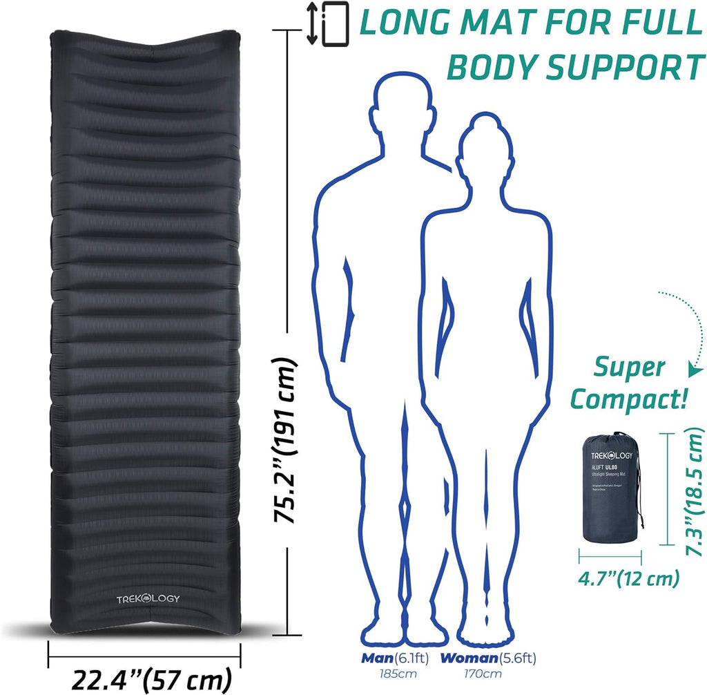 UL80 Ultralight Sleeping Pad – Inflatable Camping Sleeping Pad - 40D Nylon Compact Hiking Mat – Lightweight Air