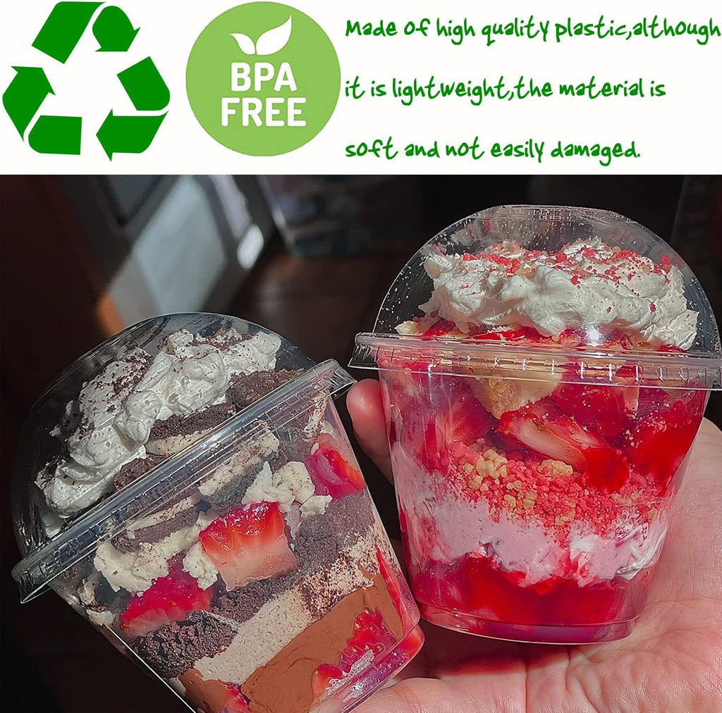 50 Pack 8 oz Clear Plastic Cups with Dome Lids(Hole in the Lid)