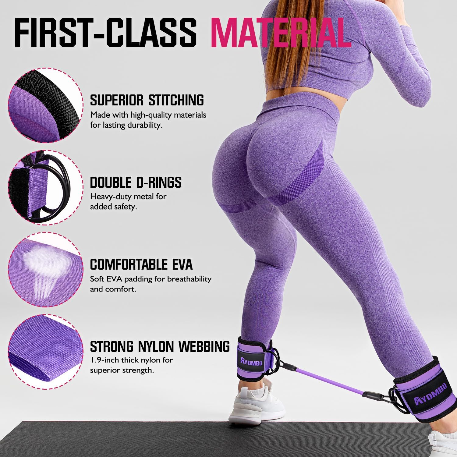 Ankle Resistance Bands with Cuffs, Home Gym Workout Equipment, Lifting Glute Butt Exercise Equipment for Women, Ankle