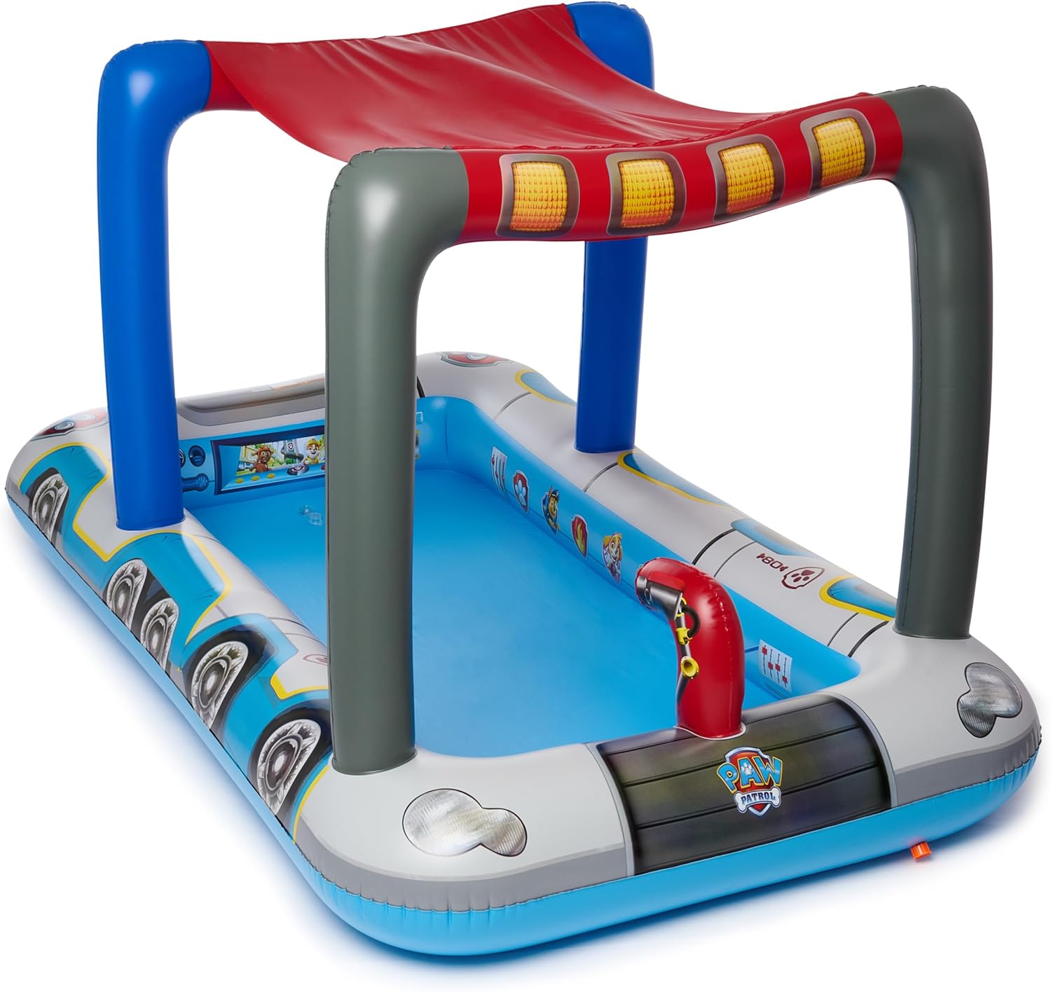 Paw Patrol Deluxe Inflatable Pool, Above Ground Pool with Canopy and Fast Inflation for Kids Aged 3 & Up