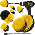 8 Piece Drill Brush Attachments Set, Power Scrubber with Extend Long Attachment，Cleaning Supplies for Bathtub