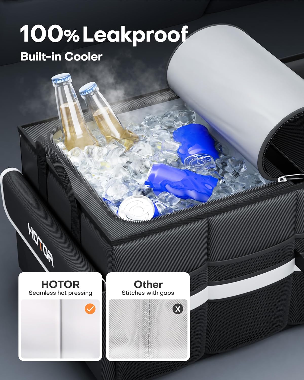 Trunk Organizer - Car Organizer with Built-In Leakproof Car Cooler, Collapsible Trunk Organizer with Cooler for Car