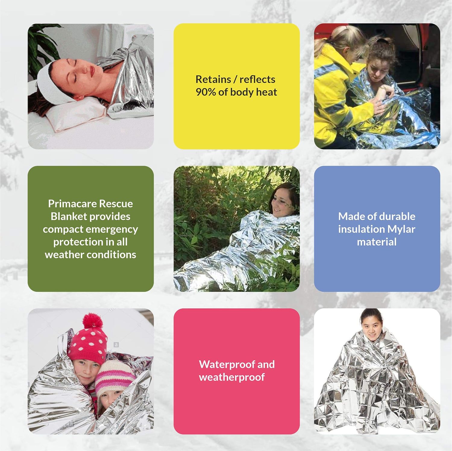 HB-10 Emergency Mylar Thermal Blankets – 10 Pack, 84" x 52", Silver – Reflective, Waterproof, Retains 90% Body Heat –