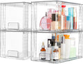 4 Pack Large Stackable Storage Drawers,Easily Assemble Acrylic Bathroom Closet Undersink Organizers and