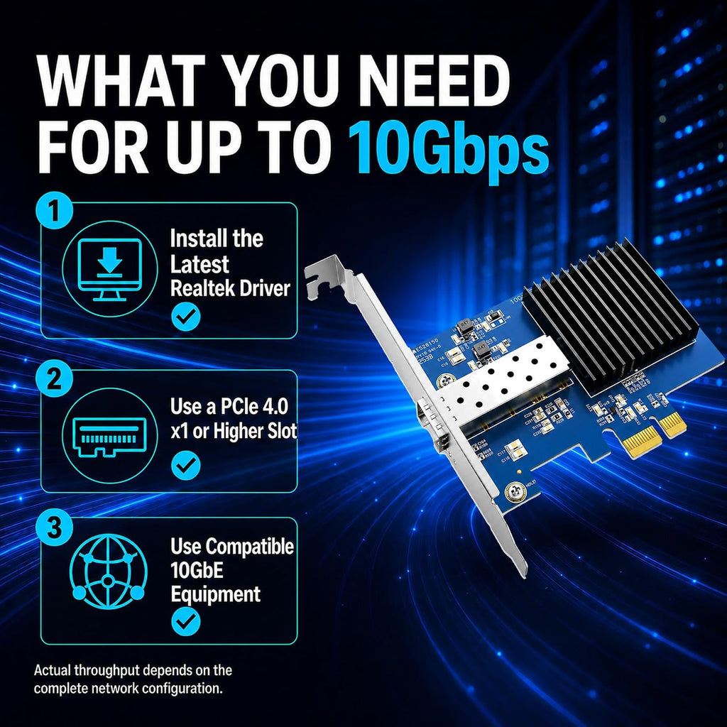 10GbE SFP+ PCIe Network Card, Realtek RTL8127ATF