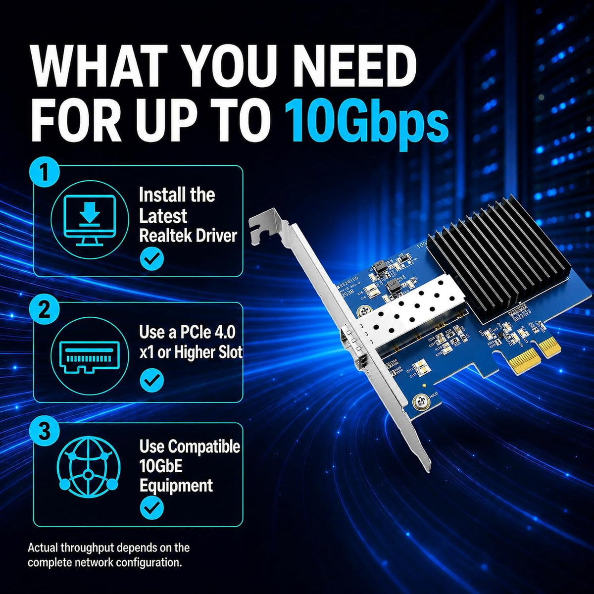 10GbE SFP+ PCIe Network Card, Realtek RTL8127ATF