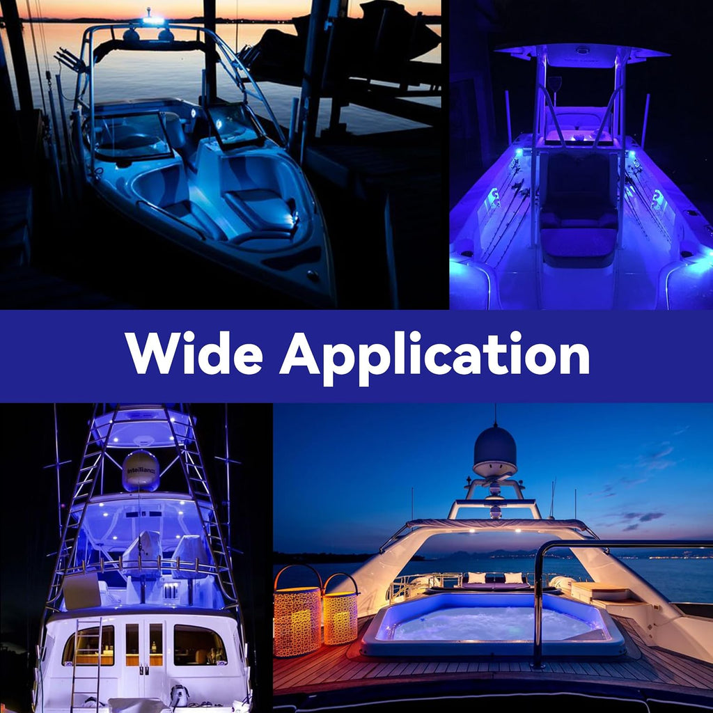 RVZONE 3" White & Blue Dual‑Color Boat Courtesy Lights, 2‑Pack IP68
