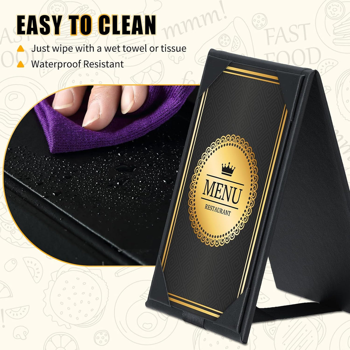 PU Leatherette Table Tents, 12Pcs Double-Sided Menu Holders 5 x 7"