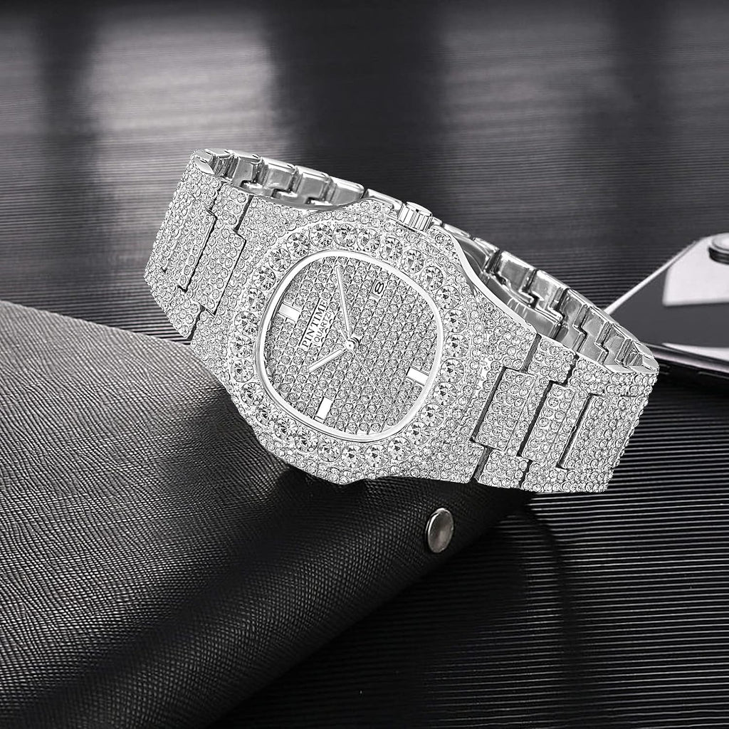Unisex Diamond Watches Luxury Men and Women Calendar Quartz Clock Rose Gold Silver Stainless Steel Watch