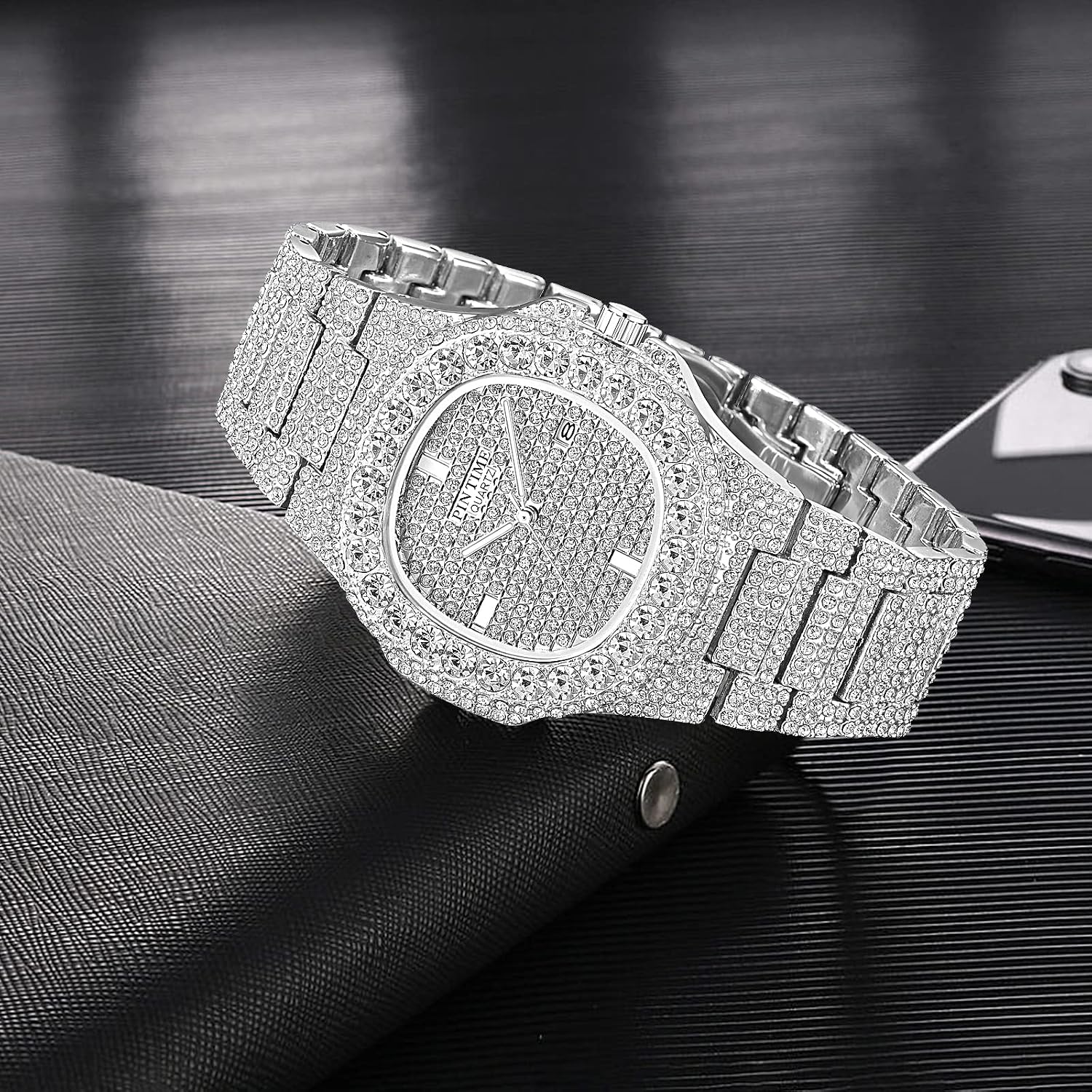 Unisex Diamond Watches Luxury Men and Women Calendar Quartz Clock Rose Gold Silver Stainless Steel Watch