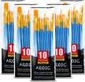 Acrylic Paint Brush Set, 5 Packs / 50 pcs Nylon Hair Brushes for All Purpose Oil Watercolor Painting Artist