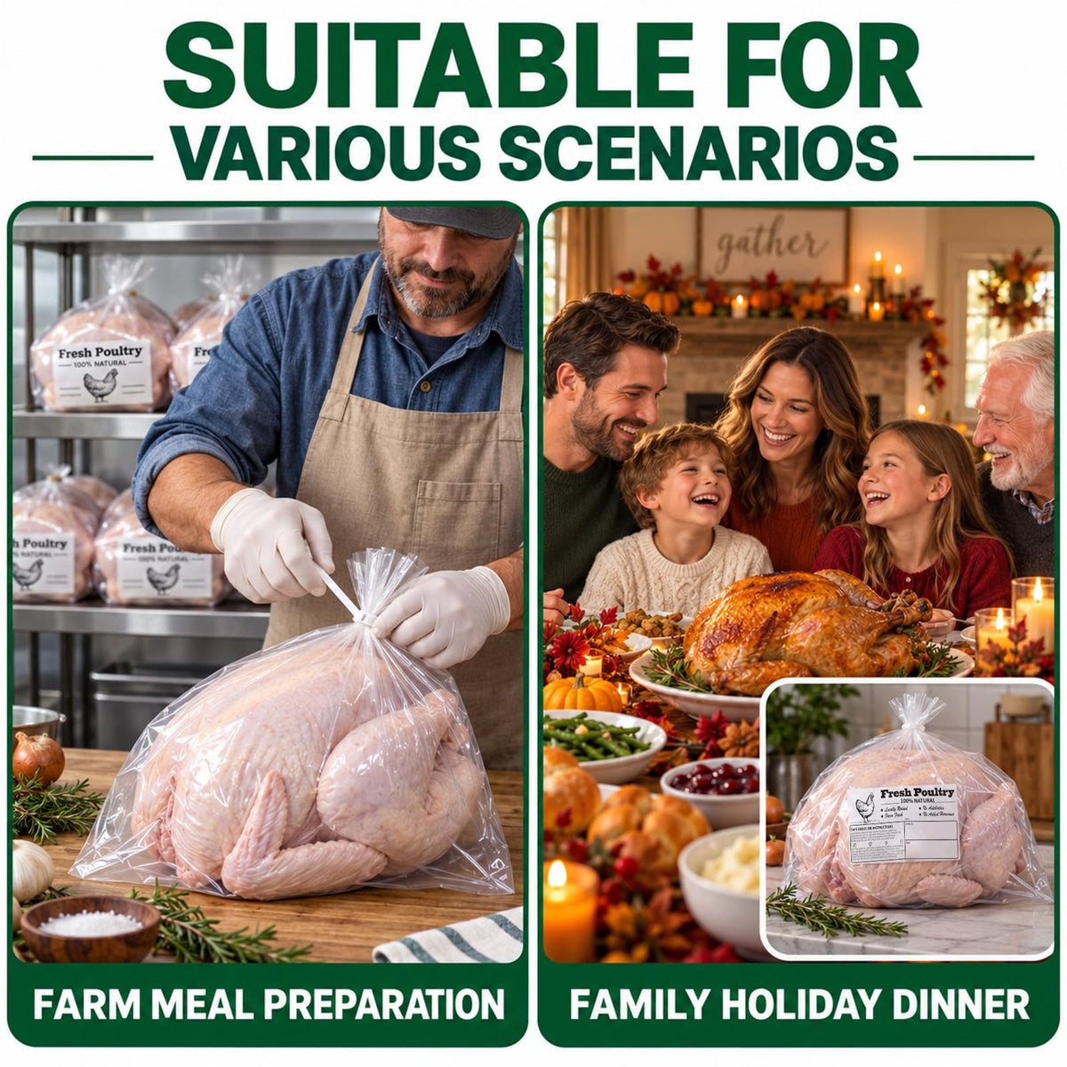 18"x32" Extra Large Turkey Shrink Bag for Freezer, 4.3 Mil, 15pcs