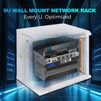 9U Rack, 17.7" Depth Wall Mount Rack Network Cabinet for Office