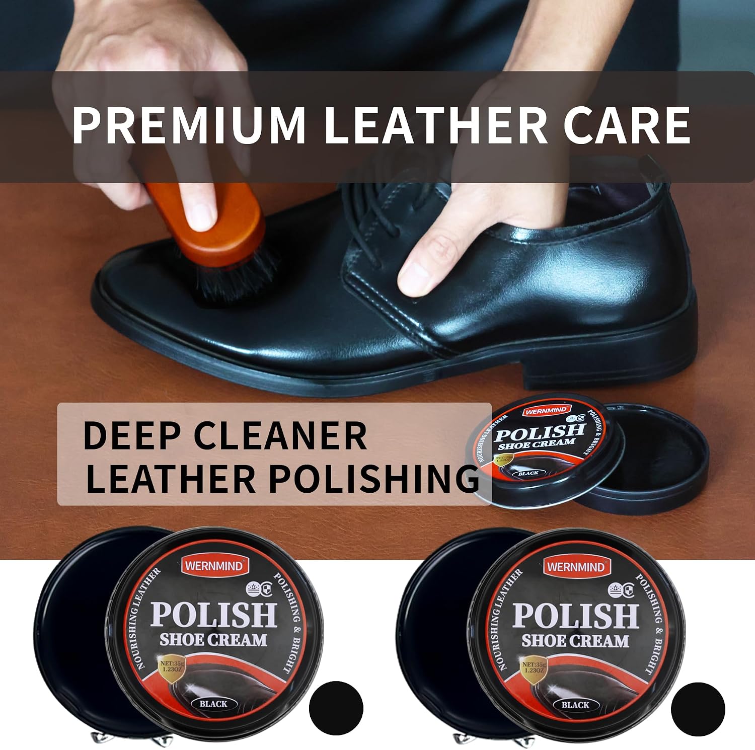 Black Brown Shoe Polish Kit Saddle Soap Mink Oil Boots Shoe Shine | Deep Leather Conditioning,High Gloss