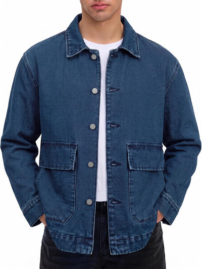 Men's Denim Jackets Workwear Utility Jacket Denim blue XL