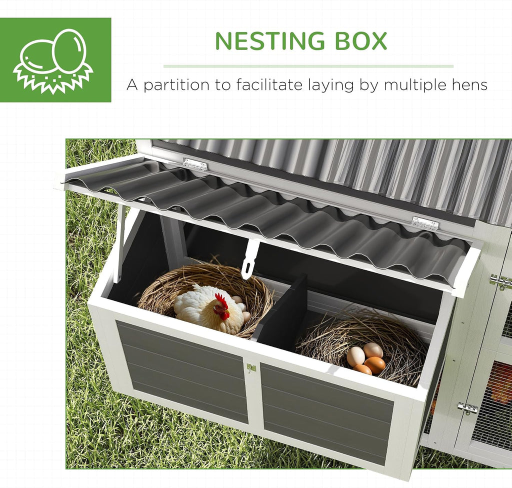 Chicken Coop with Run, Large, for 4-6 Chickens, 69" W x 84" x 59"