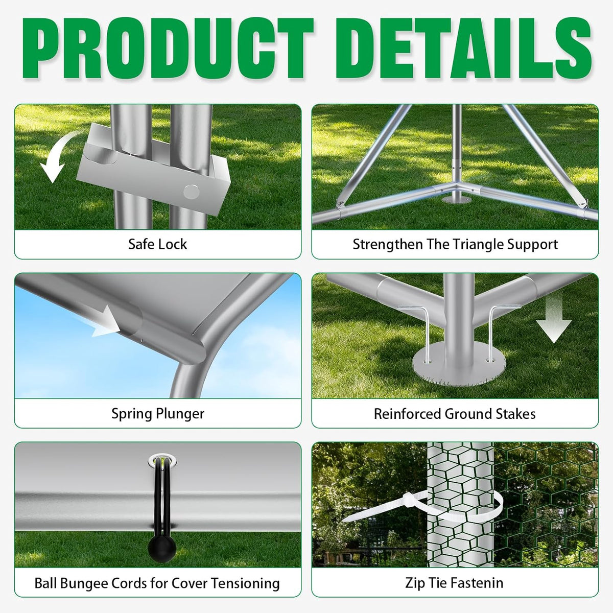 Chicken Runs for Yard with Cover, Roosting Perches & Lock,10x6.5x6.5