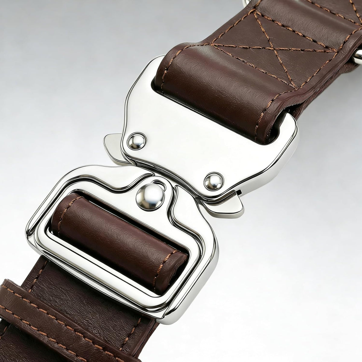 Leather Dog Collar 1.5in Wide, Quick-Release and Adjustable Design, Bn-Sl-L