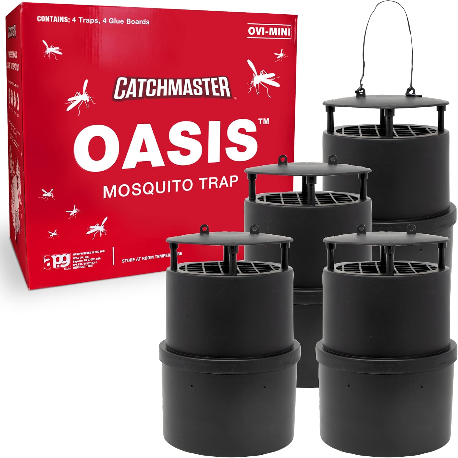 Oasis Ovi-Mini Mosquito Trap 4Pk, Home Outdoor Mosquito Control, Backyard Flying Insect Killer, Glue Board Bug