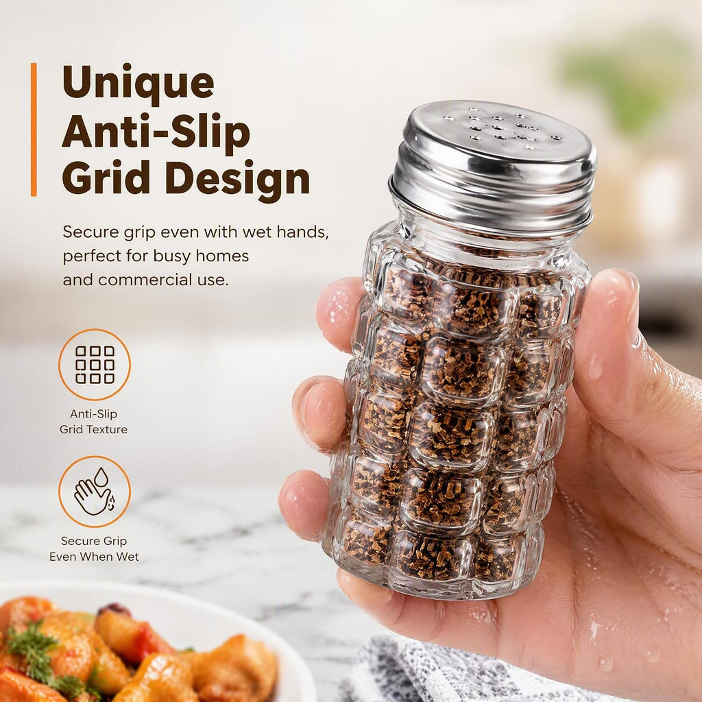 16 Pack Salt and Pepper Shakers Set, Retro Glass Salt Shakers
