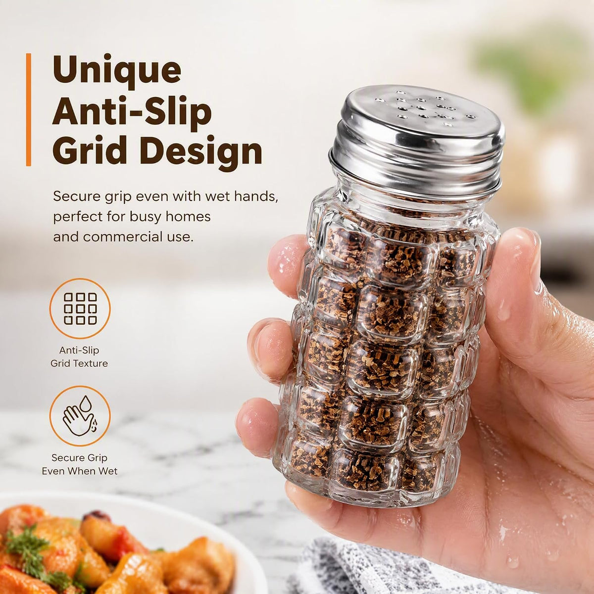16 Pack Salt and Pepper Shakers Set, Retro Glass Salt Shakers