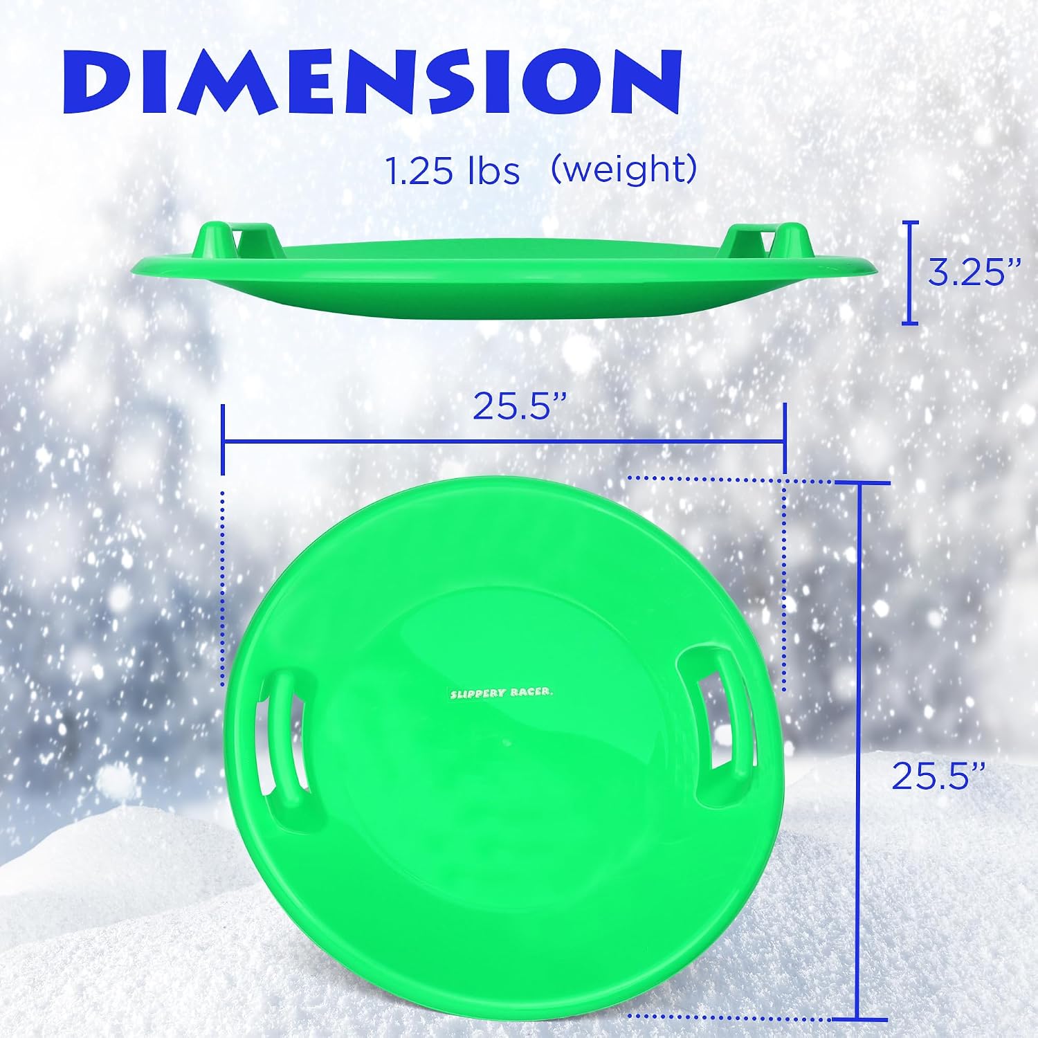 Heavy-Duty Cold Resistant Downhill Pro Adults and Kids Plastic Outdoor Winter Saucer Disc Snow Sled with Handles